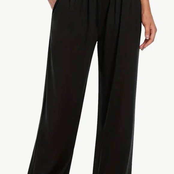 NWOT Yoga Pants, Pleated High Waist Loose Slant Pocket Wide Leg Dark Gray SZ XXL - Picture 6 of 10